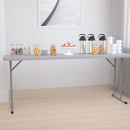 Flash Furniture 18 W, 70.8 L, 29 H, Metal, Plastic, Plastic: Polyethylene Top, Gray RB-1872-GY-GG